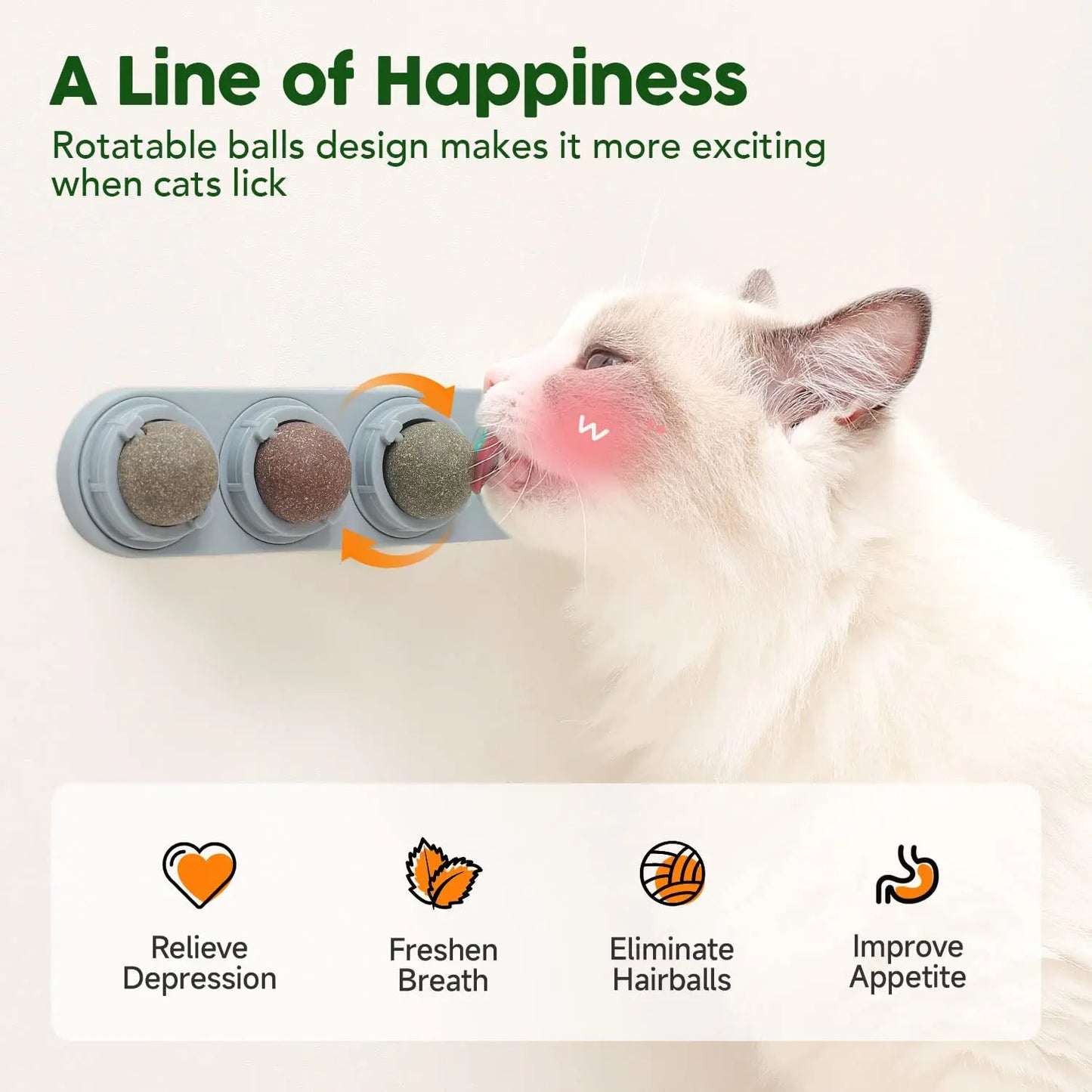 Catnip and Silvervine Chew Balls - 4 Pack, Dental Treats for Cats, Edible Toys for Energy and Flavor, Suitable for All Breeds