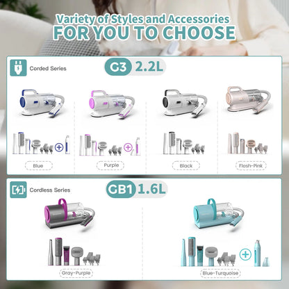 Geoorood All-In-One Dog Grooming Vacuum Kit with 10Kpa Suction, 2.2L Dust Tank, Adjustable Combs, Lightweight Design - Ideal for Home Use and Gifting