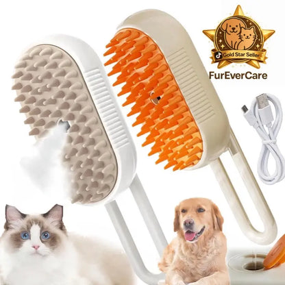 Furevercare Pet Steam Brush for Shedding with Anti-Static Technology and USB Rechargeable Design for Dogs, Cats, and Other Pets