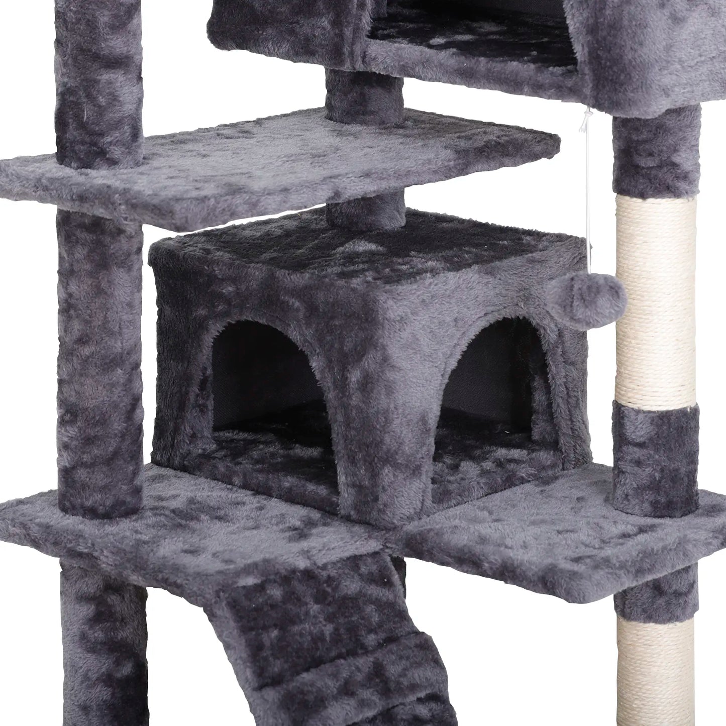 Segawe 55-Inch Multi-Tier Cat Tree Condo with Plush Sisal Scratching Posts, Secure Perches, and Two Cozy Hideaways for Medium Cats - Stylish Room Decor for Apartments