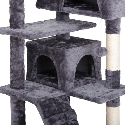 Segawe 55-Inch Multi-Tier Cat Tree Condo with Plush Sisal Scratching Posts, Secure Perches, and Two Cozy Hideaways for Medium Cats - Stylish Room Decor for Apartments