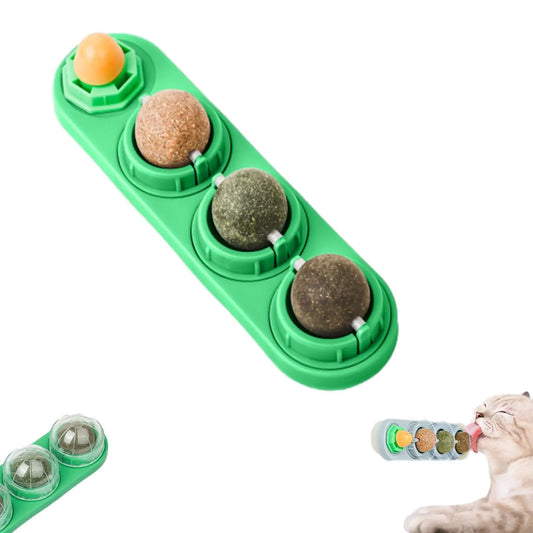 Catnip and Silvervine Chew Balls - 4 Pack, Dental Treats for Cats, Edible Toys for Energy and Flavor, Suitable for All Breeds