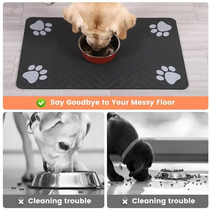 Non-Slip Water Absorbent Pet Feeding Mat for Dogs and Cats