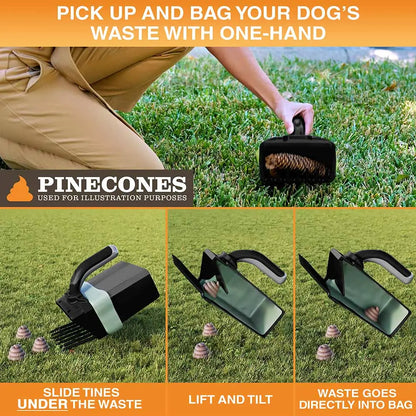 Neater Pets Lift N' Bag Dog Pooper Scooper 2.0 - 6-Inch Handle, Scoop-To-Bag Design, One-Handed Operation, Extra-Large Bags, Made in the USA