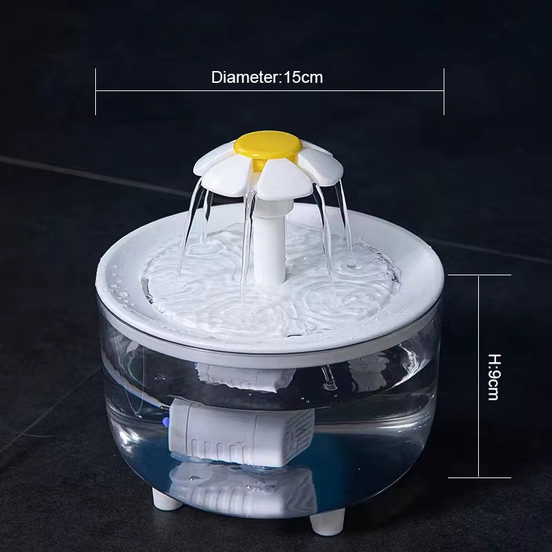 Automatic USB Electric Cat Water Fountain with Mute Operation and 1200ml Recirculating Filter System