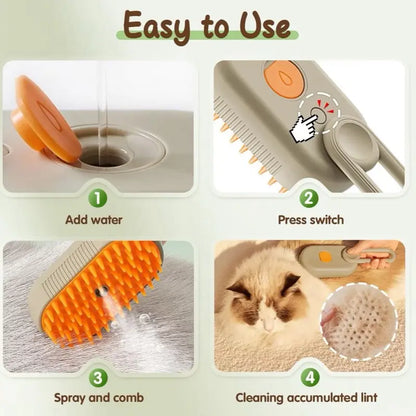Furevercare Pet Steam Brush for Shedding with Anti-Static Technology and USB Rechargeable Design for Dogs, Cats, and Other Pets