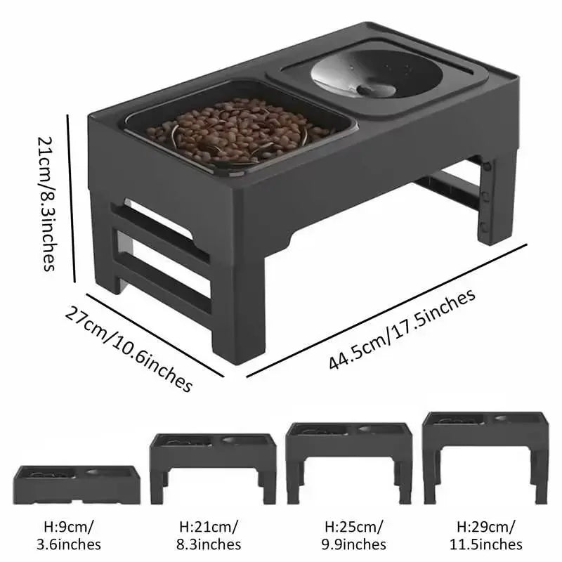 GOYJOY Adjustable Elevated Dog Bowls with Anti-Slip Design for Dogs and Cats - Ergonomic Raised Feeding Station with Slow Feeders and No Spill Water Bowl for Pets of All Sizes