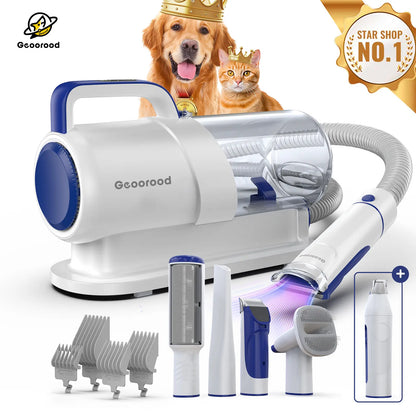 Geoorood All-In-One Dog Grooming Vacuum Kit with 10Kpa Suction, 2.2L Dust Tank, Adjustable Combs, Lightweight Design - Ideal for Home Use and Gifting