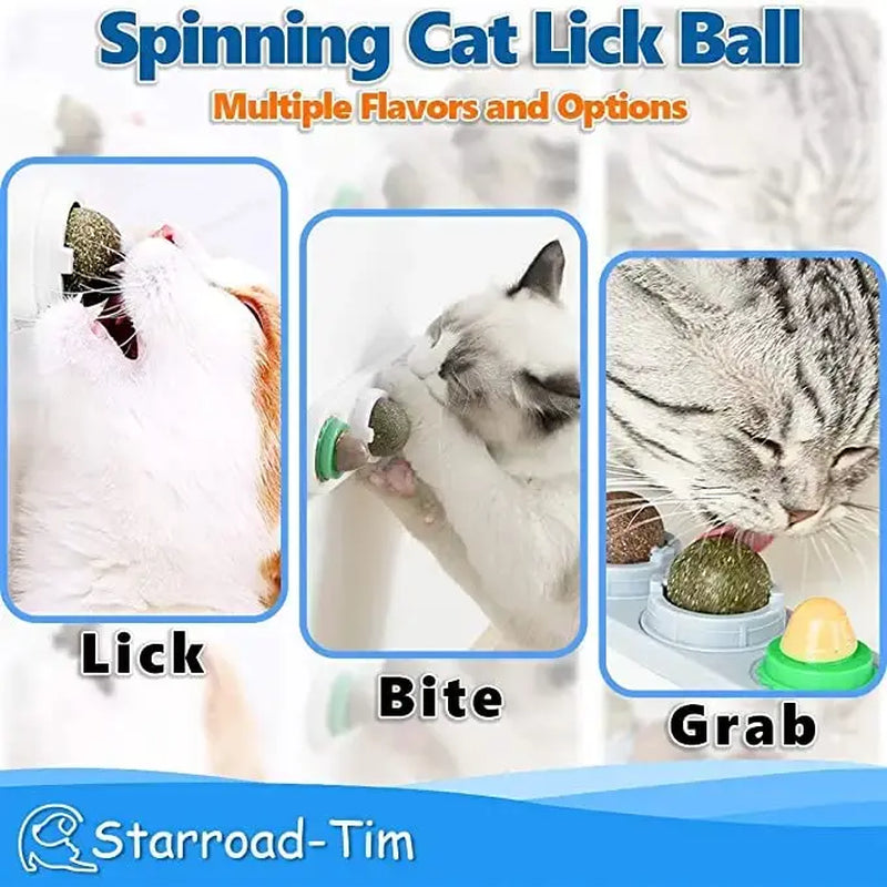 Catnip and Silvervine Chew Balls - 4 Pack, Dental Treats for Cats, Edible Toys for Energy and Flavor, Suitable for All Breeds