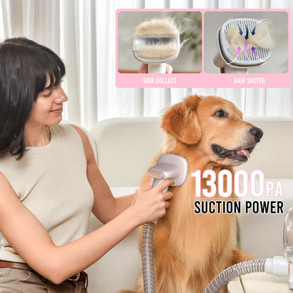 Geoorood All-In-One Dog Grooming Vacuum Kit with 10Kpa Suction, 2.2L Dust Tank, Adjustable Combs, Lightweight Design - Ideal for Home Use and Gifting