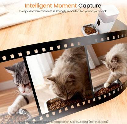 Automatic Pet Feeder with HD Camera, 5G Wi-Fi App Control, Two-Way Audio, Night Vision, and Portion Scheduling for Cats and Dogs, Featuring a Stainless Steel Bowl