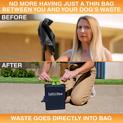 Neater Pets Lift N' Bag Dog Pooper Scooper 2.0 - 6-Inch Handle, Scoop-To-Bag Design, One-Handed Operation, Extra-Large Bags, Made in the USA