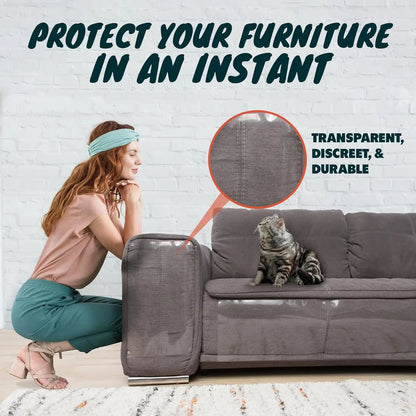 AISOON 12-Pack Heavy-Duty Cat Scratch Furniture Protector - Easy-to-Apply Scratching Deterrent and Shield for Sofa Corners, Walls, and Doors with 50 Twist Pins