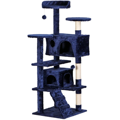 Segawe 55-Inch Multi-Tier Cat Tree Condo with Plush Sisal Scratching Posts, Secure Perches, and Two Cozy Hideaways for Medium Cats - Stylish Room Decor for Apartments