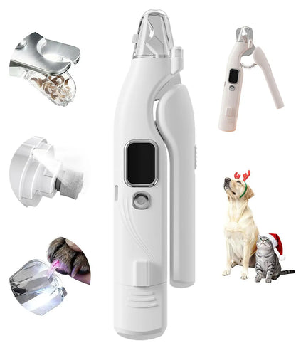 Pet Nail Grinder and Trimmer Kit for Dogs and Cats, Ultra-Quiet Rechargeable Electric Nail Grinder, Suitable for Small and Large Breeds with 4-Hour Battery Life