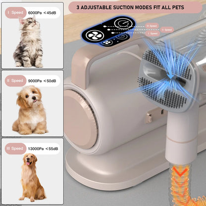 Geoorood All-In-One Dog Grooming Vacuum Kit with 10Kpa Suction, 2.2L Dust Tank, Adjustable Combs, Lightweight Design - Ideal for Home Use and Gifting