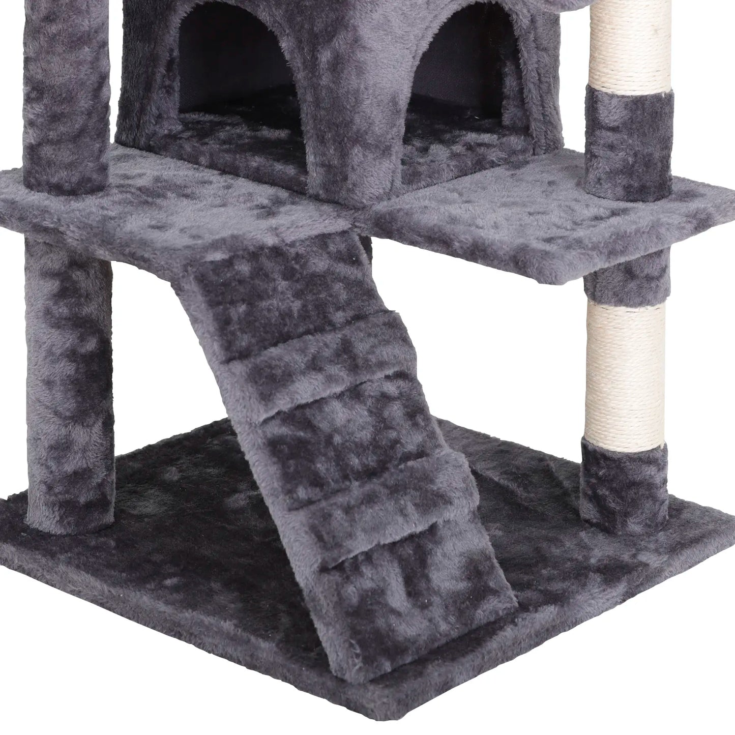 Segawe 55-Inch Multi-Tier Cat Tree Condo with Plush Sisal Scratching Posts, Secure Perches, and Two Cozy Hideaways for Medium Cats - Stylish Room Decor for Apartments