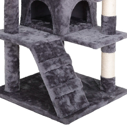Segawe 55-Inch Multi-Tier Cat Tree Condo with Plush Sisal Scratching Posts, Secure Perches, and Two Cozy Hideaways for Medium Cats - Stylish Room Decor for Apartments
