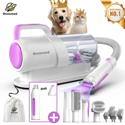 Geoorood All-In-One Dog Grooming Vacuum Kit with 10Kpa Suction, 2.2L Dust Tank, Adjustable Combs, Lightweight Design - Ideal for Home Use and Gifting