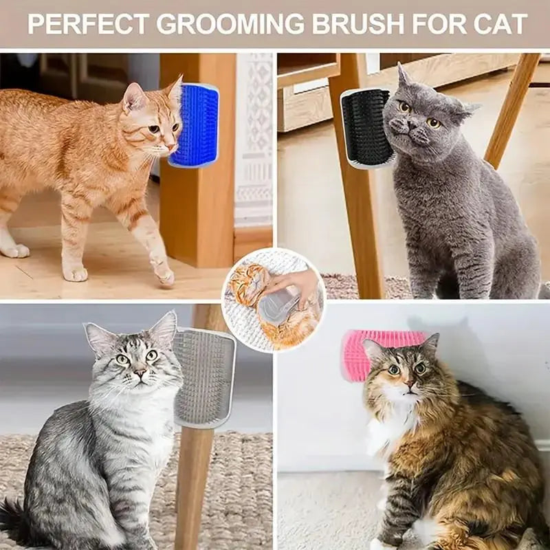 Cat Corner Brush - Soft Self-Grooming Massage Tool for Cats and Dogs, 1 Count Interactive Home Entertainment Accessory