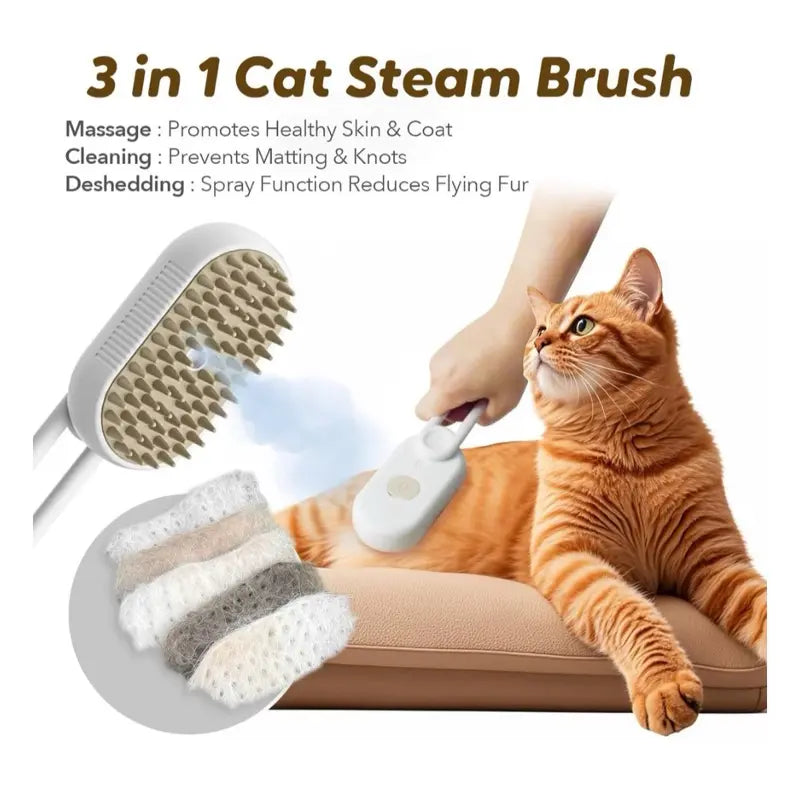 Furevercare Pet Steam Brush for Shedding with Anti-Static Technology and USB Rechargeable Design for Dogs, Cats, and Other Pets