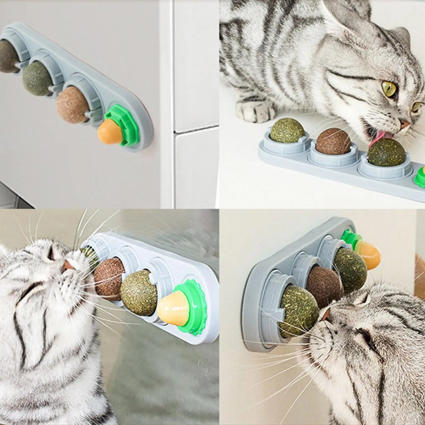 Catnip and Silvervine Chew Balls - 4 Pack, Dental Treats for Cats, Edible Toys for Energy and Flavor, Suitable for All Breeds